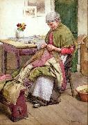 Walter Langley,RI Old Quilt Spain oil painting artist